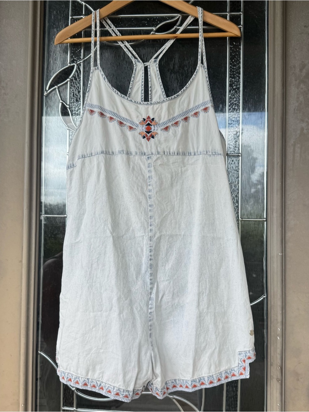 White Embroidered Women's Tank Romper
